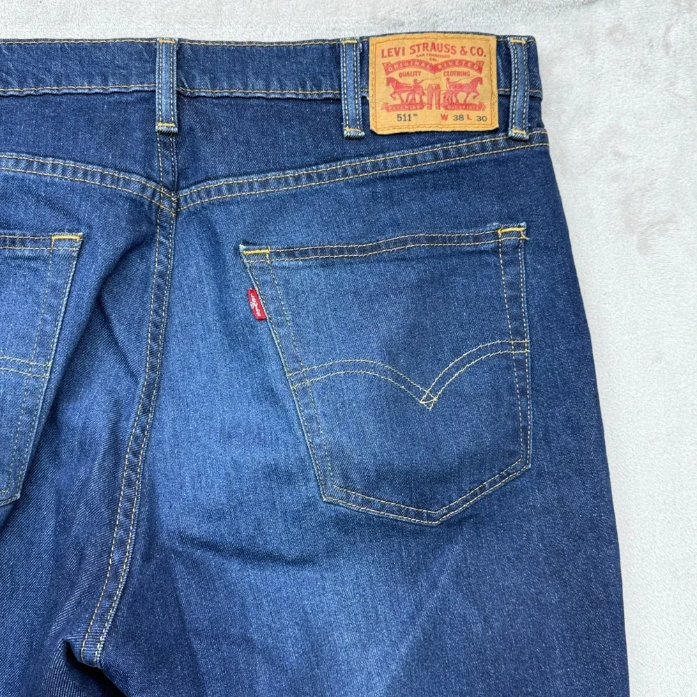 Levi's‎ 511 Slim Fit Jeans Mens 38x30 511 Distressed Sashiko Stitching Stretch